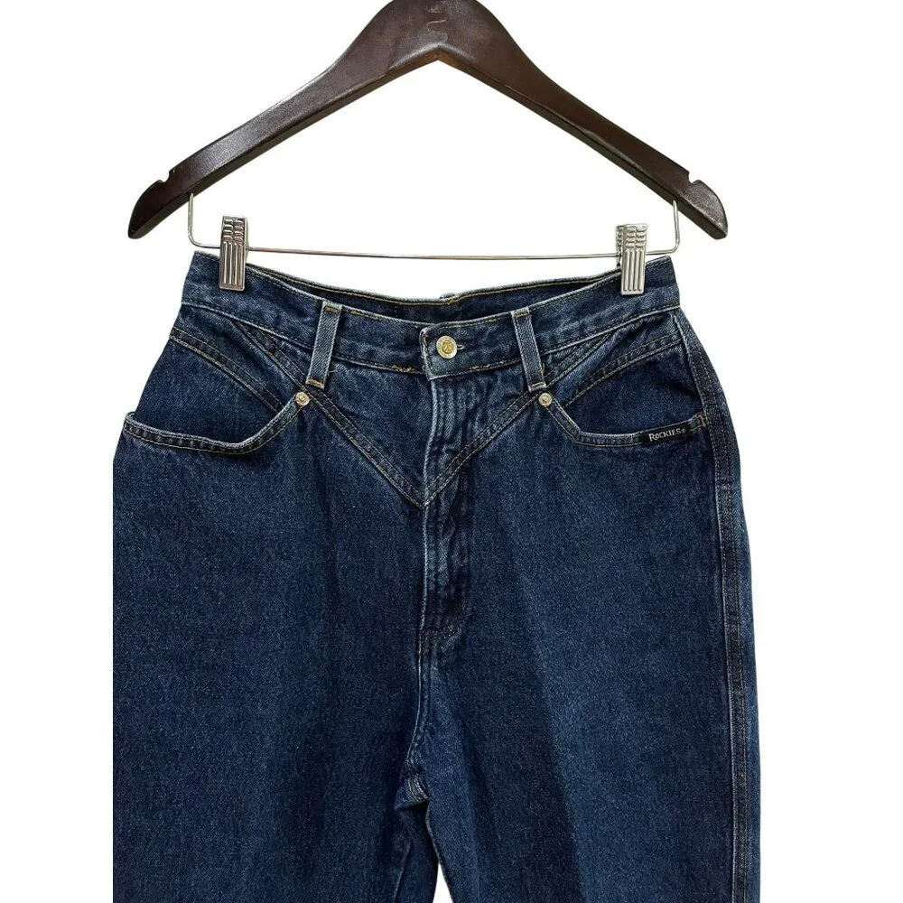 Vintage Rockies High-Waisted Tapered Leg Blue Denim Jeans Womens Size 14L 100% C